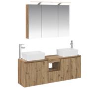 Bathroom Cabinet Set with Mirror Lights 4 pcs Engineered Wood Storage vidaXL