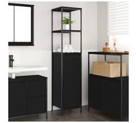 Bathroom Cabinet Shelves Adjustable Feet Flexible Door 36 x 35 x 165 cm Black