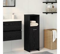 Bathroom cabinet slim tall 30x30x95 cm black oak engineered wood storage modern