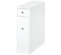 Bathroom Cabinet Slim White MDF 58H x17W x48Dcm Narrow Storage Drawers Spacesave