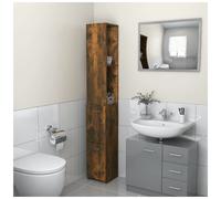 Bathroom cabinet Smoked Oak 25x26.5x170cm Engineered Wood Tall Storage Slim Unit