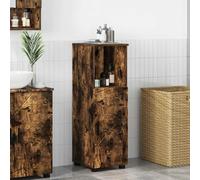 Bathroom Cabinet Smoked Oak 30x35x95 cm Engineered Wood 2-Door Freestanding Slim