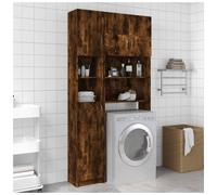 Bathroom Cabinet Smoked Oak 32x25.5x190cm Engineered Wood Tall Slim Storage Unit