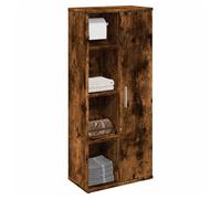Bathroom Cabinet Smoked Oak 39x22x90 cm Engineered Wood with Toilet Roll Holder