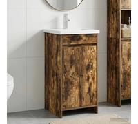 Bathroom Cabinet Smoked Oak 42x40x84.5cm Engineered Wood Single Shelf Storage XL
