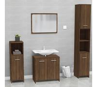 Bathroom Cabinet Smoked Oak 60x33x61cm Engineered Wood with 60x37cm Mirror Unit