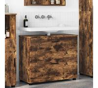 Bathroom cabinet Smoked oak 76.5 x 35 x 64 cm Engineered wood metal legs 2 doors