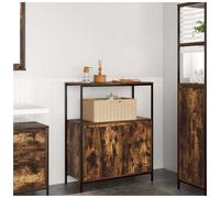 Bathroom cabinet smoked oak 76.5x35x95 cm engineered wood & steel 3-shelf incl.