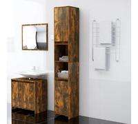Bathroom Cabinet Smoked Oak Engineered Wood 30x30x183.5cm 2 Door Adjustable Slim