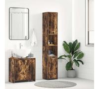 Bathroom Cabinet Smoked Oak Engineered Wood 30x30x183.5cm Tall Slim Storage Unit
