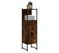 Bathroom Cabinet Smoked Oak Engineered Wood 33x33x120.5cm Wall Slim 3-ShelfSteel