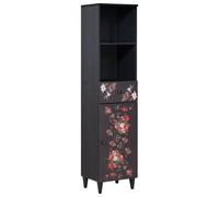 Bathroom Cabinet Solid Mango Wood Multicolour Floral 38x33.5x160cm Brass Drawer