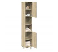 Bathroom Cabinet Sonoma Oak 30 x 30 x 179 cm Engineered Wood Slim Storage Unit.