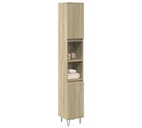 Bathroom cabinet Sonoma oak 30x30x190 cm Engineered wood tall 6-compartment slim