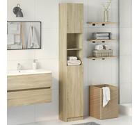 Bathroom Cabinet Sonoma Oak 32x25.5x190 cm Eng Wood Tall Slim Unit Storage Plus