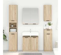 Bathroom cabinet Sonoma oak 64.5x33.5x59 cm Engineered wood 2-door storage mini