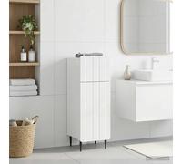 Bathroom Cabinet Storage High Gloss 30 x 31 x 79.5 cm White Engineered Wood