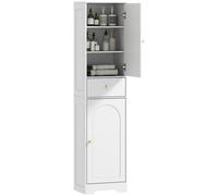 Bathroom Cabinet Tall White Particleboard 40W x 29.5D x 170H cm Arch Doors Slim
