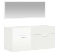 (high gloss white) vidaXL Bathroom Cabinet Vanity Unit Cupboard with Mirror White Engineered Wood