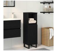 Bathroom Cabinet Wall Mounted Black Oak 30x30x100cm Engineered Wood 3-Shelf Door