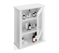 Relaxdays Bathroom Wall Cabinet, 3 Shelves, Door with Acrylic Glass, Narrow Hanging Cupboard, 52 x 42 x 18 cm, White