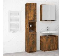 Vidaxl Bathroom Cabinet Smoked Oak 32X34X188.5 Cm Engineered Wood