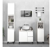 (white) vidaXL Bathroom Cabinet Cupboard Washroom Storage Cabinet Engineered Wood