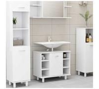 Bathroom Cabinet White 60x32x54cm Engineered Wood 2 Doors 4 Shelves Modern Slim