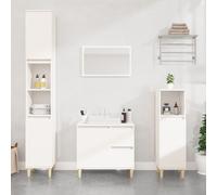 Bathroom Cabinet White 65x33x60 cm Engineered Wood with Eucalyptus Legs Slim