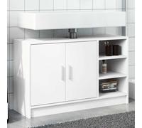 Bathroom Cabinet White 90x29x55cm Engineered Wood 2 Doors 3 Shelves Slim Storage