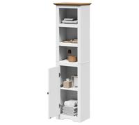 Bathroom Cabinet White Brown Pine & Engineered Wood 44x30x160 cm Metal 3OpenDoor