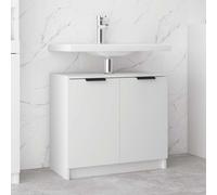 Bathroom Cabinet White Engineered Wood 64.5x33.5x59 cm Modern Storage Slim Unit