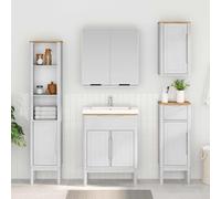 Bathroom Cabinet White Solid Pine Wood 35x30x90 cm Compact Storage Cupboard Slim
