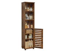 Bathroom Cabinet with 3 Open Compartments, Rustic Brown