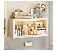 Bathroom Cabinet with Acrylic Doors, Wall Mounted Kitchen Seasoning Rack, Over The Toilet Storage Cabinet, Multifunctional Wall Storage Box Flip Door Locker(White,80x1