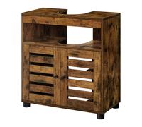 Bathroom Cabinet with Adjustable Shelf, Storage Unit with 2 Louvred Doors, for Pedestal Sinks, Brown