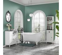 kleankin Bathroom Storage Unit with Drawer Double Door Cabinet Adjustable Shelf