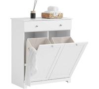 Sobuy Bzr33-Ii-W,bathroom Cabinet With Laundry Basket And 2 Drawers 78X38X90Cm Functional ,white,w100Xd46Xh90