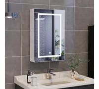 Bathroom Cabinet with Lighting 70x50cm Double Door Storage Unit Touch Sensor Switch 3 Lighting Modes Modern Bathroom Furniture Stylish Play Cabinet Wall mounted Design