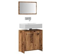 Bathroom Cabinet with Mirror Old Wood 60x33x60 cm Wall-Mounted Vanity Unit w/Top [EEK: Yes]