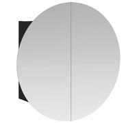 (Black, 70 cm) vidaXL Bathroom Cabinet with Round Mirror and LED Cabinet Storage Cupboard