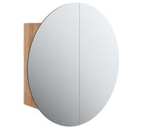 Bathroom Cabinet with Round Mirror and LED Cabinet Storage Cupboard vidaXL