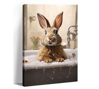 Bathroom Canvas Wall Art Bunny in Bathtub Picture Funny Rabbit Painting Modern Artwork for Toilet Home Decor Framed(Art-4,12.00"x18.00")