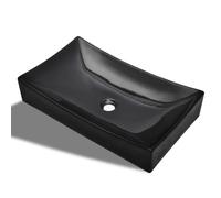 Bathroom Ceramic Porcelain Sink Basin Fixture High Gloss White/Black vidaXL