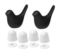 Bathroom Charm 2 Porcelain Birds Toilet Bolt Covers and 4 Toilet for Elegant and Fun Touch (Black)
