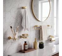 Bathroom City Arrow 6 Piece Brushed Brass Bathroom Accessory Set