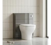 Bathroom City Back To Wall Toilet Unit Grey Gloss 600mm With Cistern Pan & Soft Close Seat Slimline Wc Unit Modern