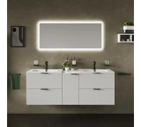 Bathroom City Sonix 1500mm White Fluted Double Vanity Unit & Basin - Black Handle