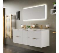 Bathroom City Sonix 1500mm White Fluted Double Vanity Unit & Basin - Gold Handle