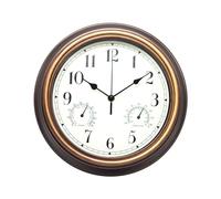 Bathroom Clock 12 Inch Outdoor Wall Clock Plastic Wall With Temperature And Humidity Large Silent In Courtyard Garden Bathroom Bedside Digital (Rose Gold31x5cm)